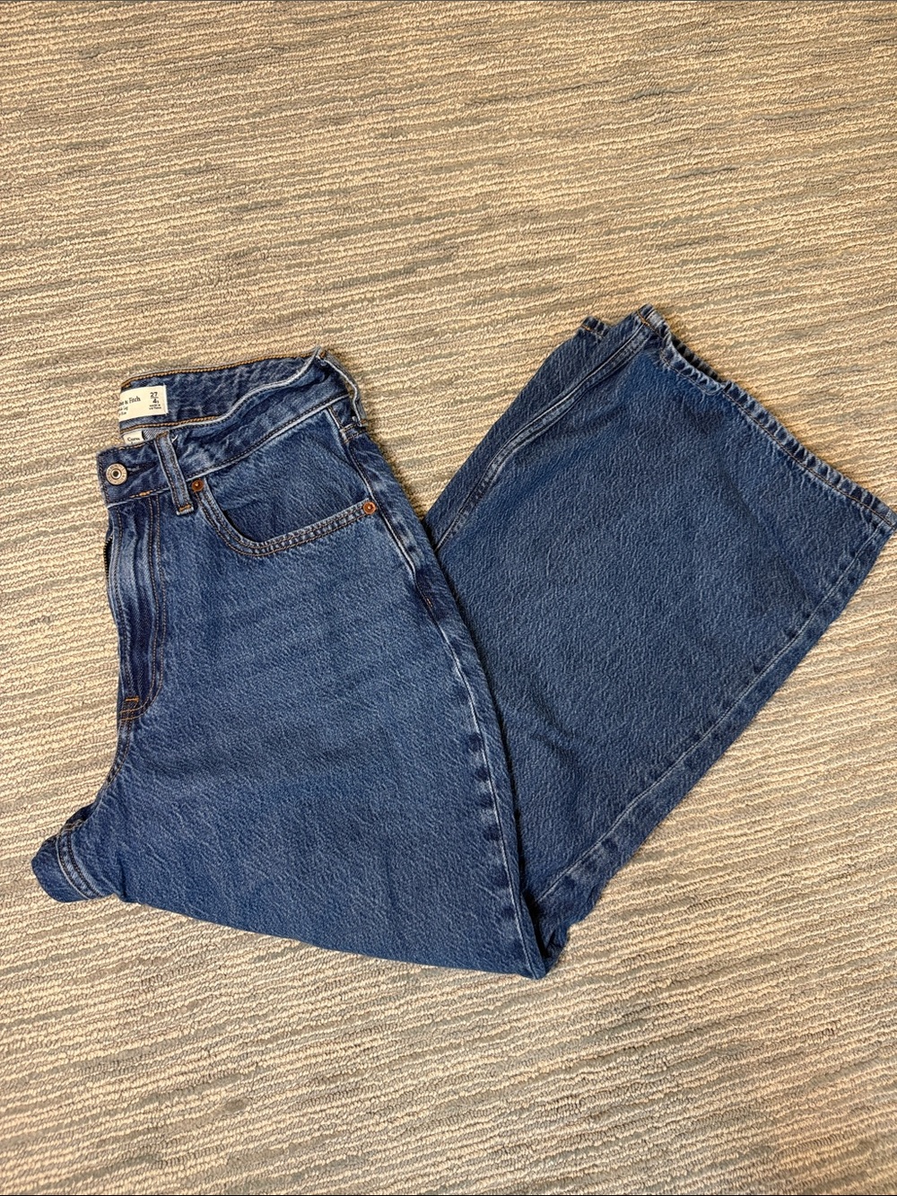 Abercrombie & Fitch Medium Blue Wide-Leg Jeans